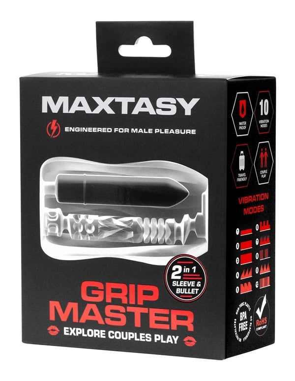 Maxtasy Grip Master - Stroking Sleeve With Vibrating Bullet ALT2 view Color: CL