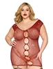 Additional WINE view of product RAYNA RHINESTONE NET PLUS SIZE GARTER SLIP with color code WN