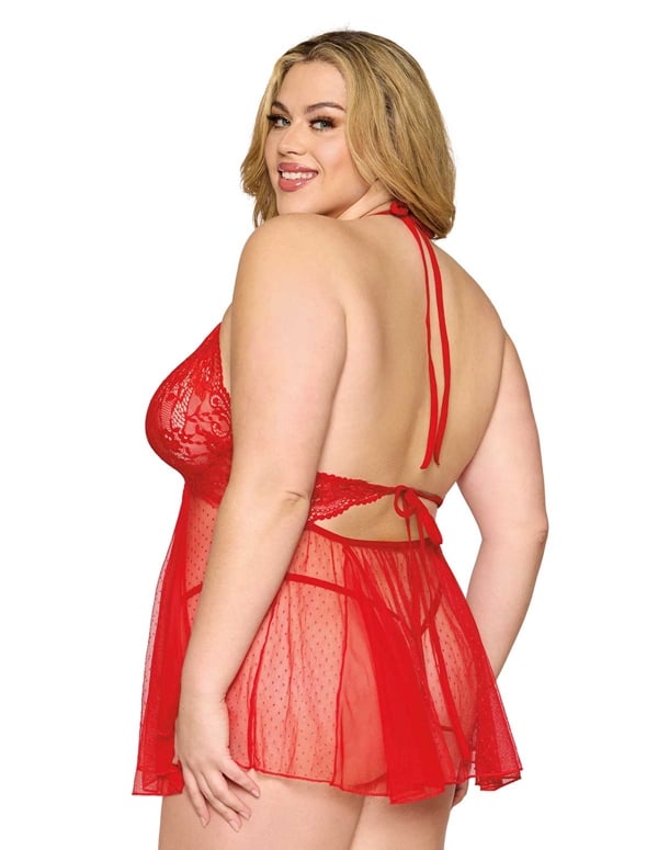 Stella Dot Mesh Plus Size Babydoll ALT1 view Color: RD