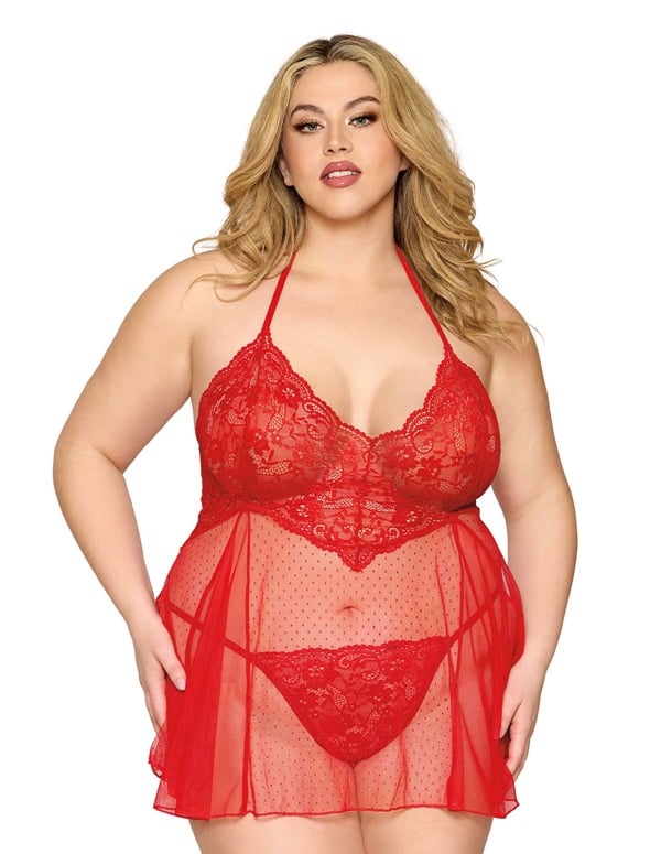 Stella Dot Mesh Plus Size Babydoll default view Color: RD