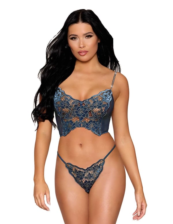 Velvet Venise Applique Bustier And G-String default view Color: NV