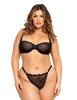 Additional BLACK view of product CECILIA 2PC PLUS SIZE BLACK BRA AND PANTY WITH RHINESTONE DETAIL with color code BK