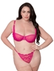 Additional FUCHSIA view of product CECILIA PINK PLUS SIZE 2PC BRA AND PANTY WITH RHINESTONE DETAIL with color code FUC