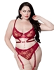 Additional WINE view of product FLORA 2PC WINE PLUS SIZE BRA AND PANTY WITH REMOVABLE GARTERS with color code WN