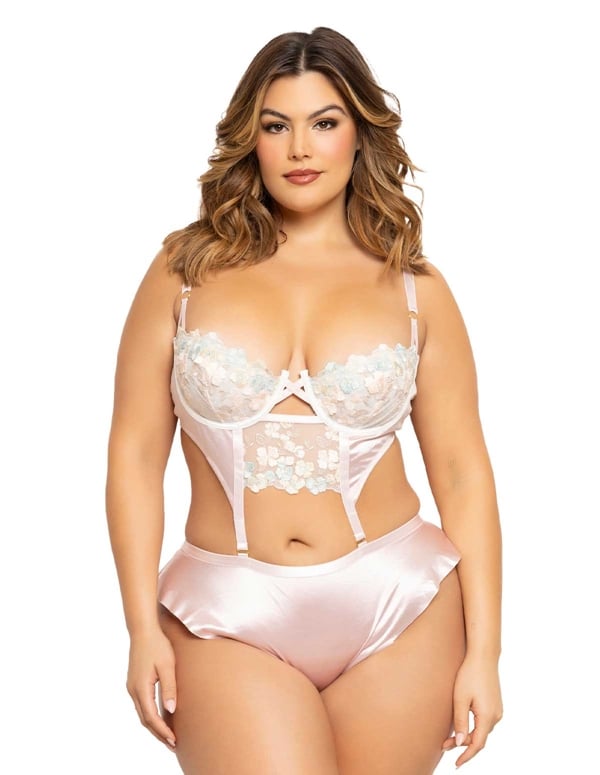 Blossom 2Pc Bustier And Flutter Short Plus Size Set default view Color: PK