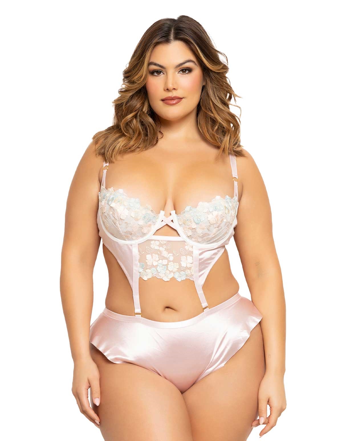 alternate image for Blossom 2Pc Bustier And Flutter Short Plus Size Set