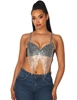 Additional BLACK view of product FALLING IN LOVE RHINESTONE FRINGE BRA TOP with color code BK