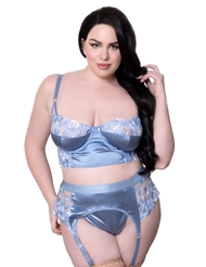 Front view of SOFIA SATIN AND LACE 3PC PLUS SIZE BRA SET