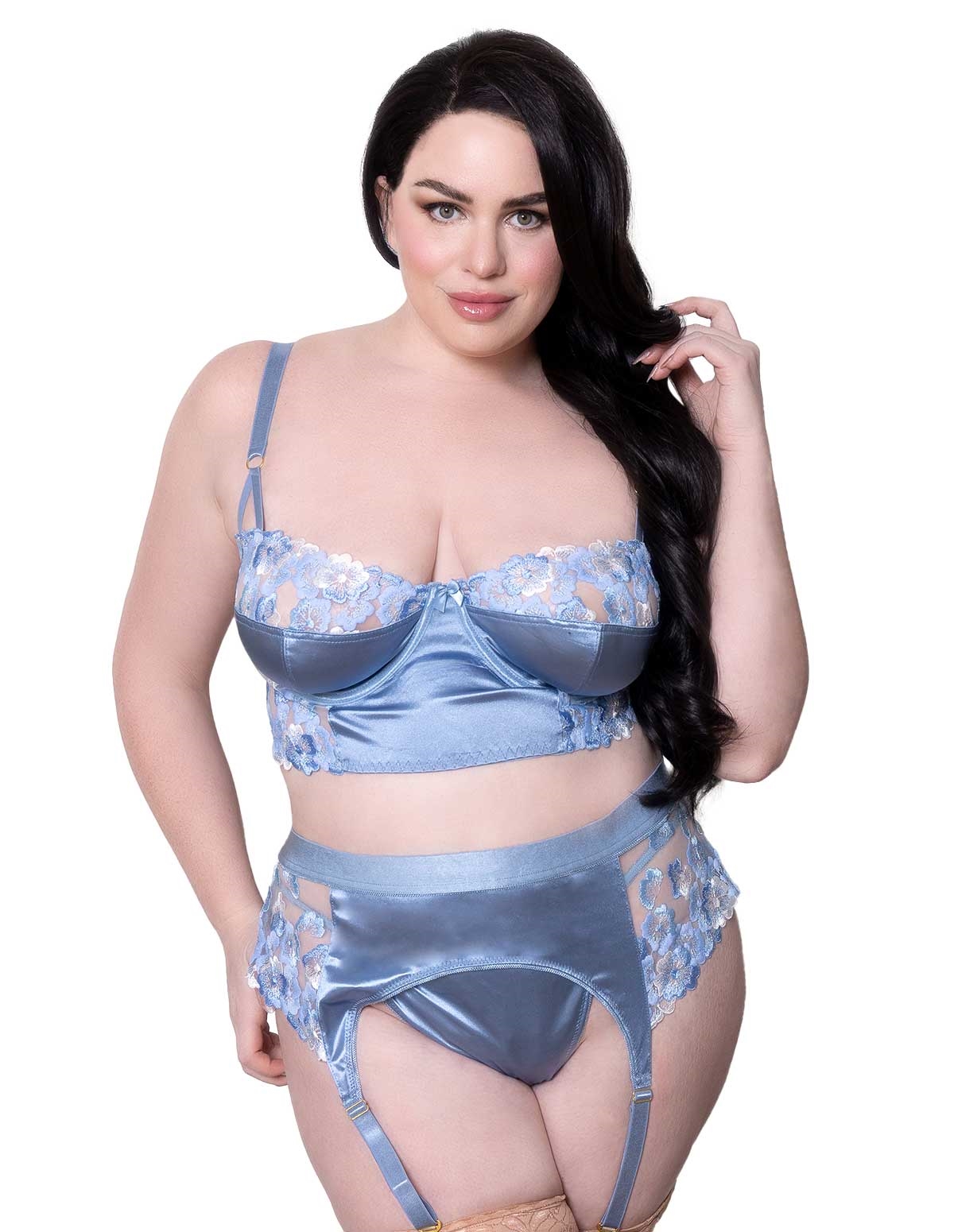 alternate image for Sofia Satin And Lace 3Pc Plus Size Bra Set