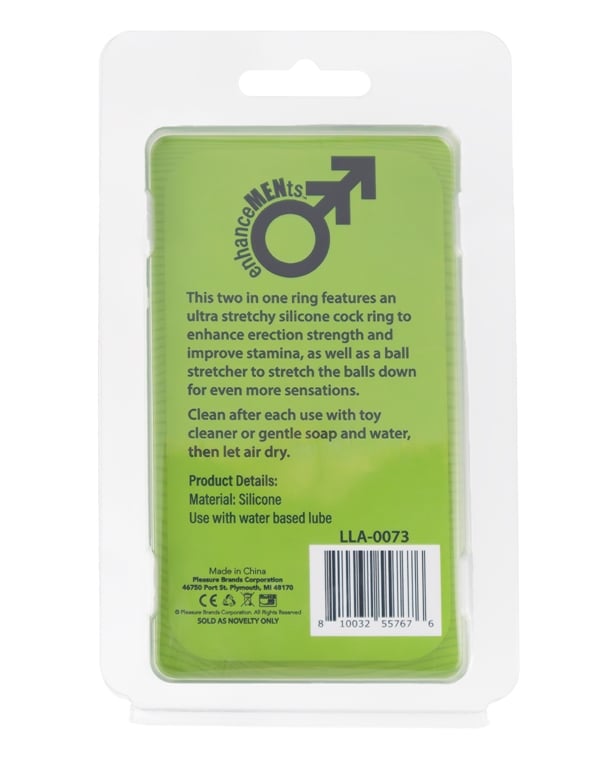 Enhancements - Beginners Cock Ring And Ball Stretcher ALT8 view Color: BK