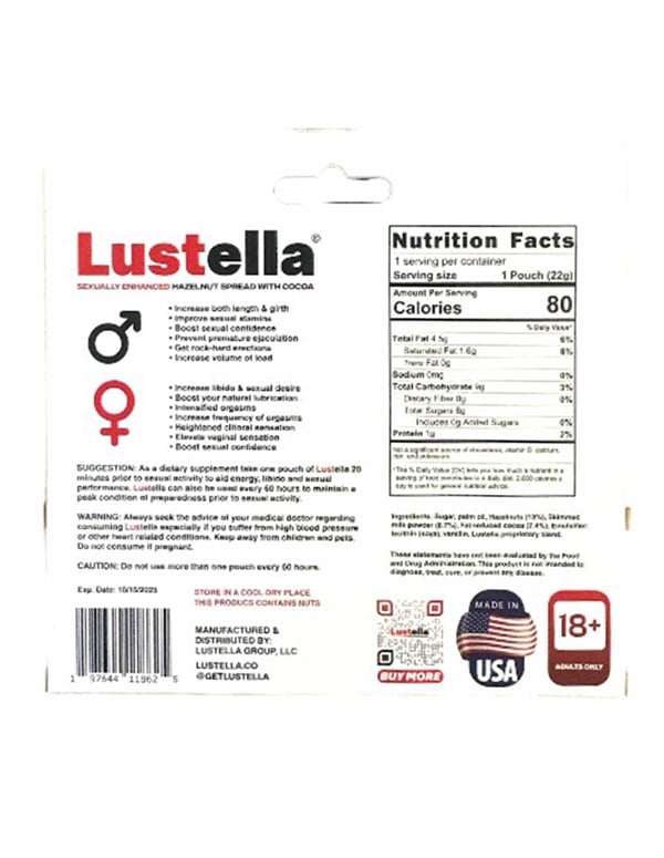 Lustella Sexually Enhanced Hazelnut Spread ALT3 view Color: NC