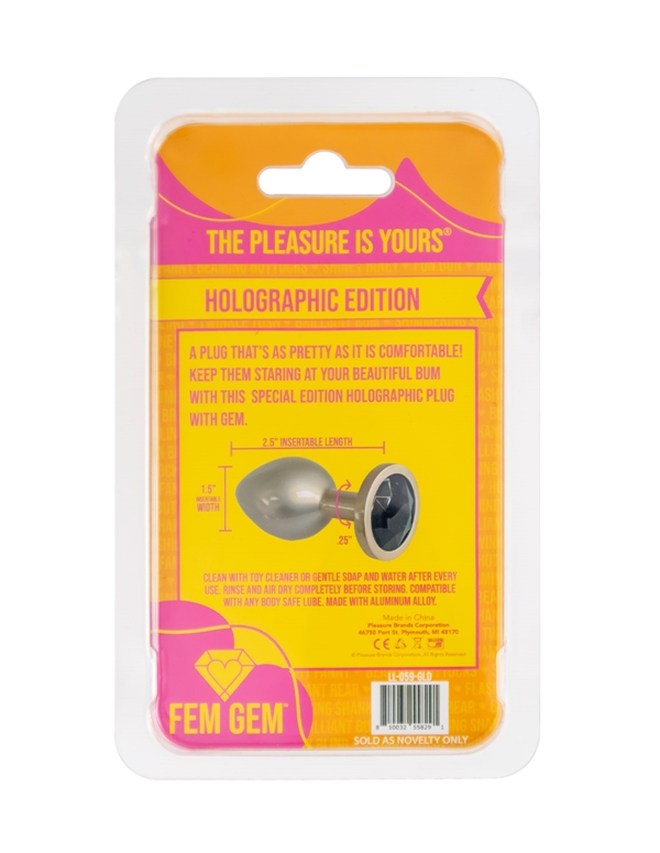 FEM GEM - HOLOGRAPHIC EDITION - GOLD PLUG W/ BLACK GEM BASE ALT6 view Color: GD