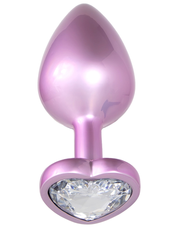 FEM GEM - HOLOGRAPHIC EDITION - PINK PLUG W/ CLEAR HEART GEM BASE ALT4 view Color: PK
