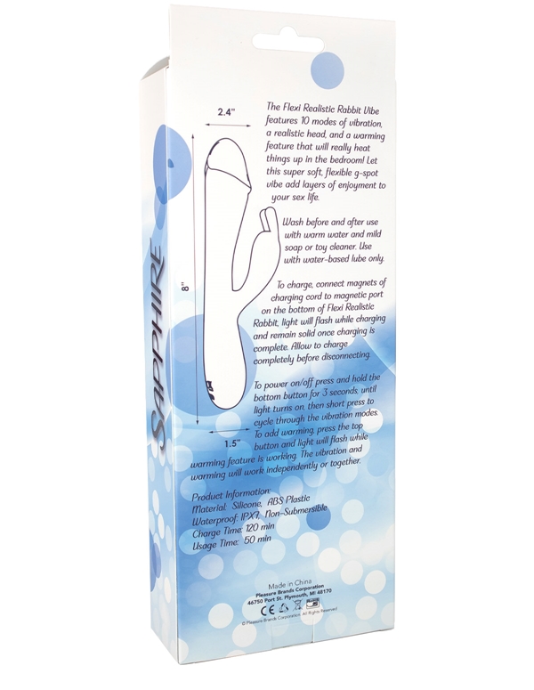 SAPPHIRE - FLEXI REALISTIC RABBIT VIBE ALT6 view Color: BL