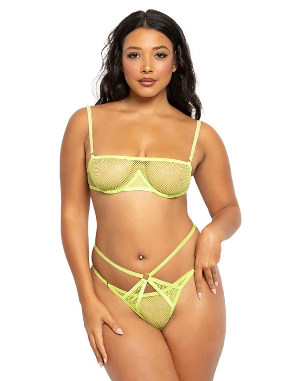 2Pc Lime Fishnet Bra And Panty Set default view Color: LI