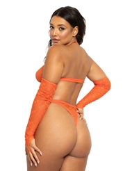 Alternate back view of DIANA ORANGE BRA AND THONG SET WITH GLOVES