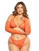 Additional TANGERINE view of product DIANA ORANGE PLUS SIZE BRA AND THONG SET WITH GLOVES with color code TN