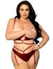 Additional RED view of product DELILAH 2PC RED OPEN CUP BRA AND GARTER PLUS SIZE PANTY SET with color code RD