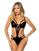 Additional BLACK view of product BLACK LYRA LAMÉ AND FISHNET TEDDY with color code BK