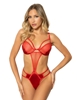 Additional RED view of product RED LYRA LAMÉ AND FISHNET TEDDY with color code RD