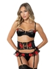 Additional BLACK/RED view of product FLEUR 3PC EMBROIDERED BRA SET with color code BKR