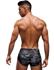 Alternate back view of ENVY BLACK CAMO TRUNKS W/ DOG TAG