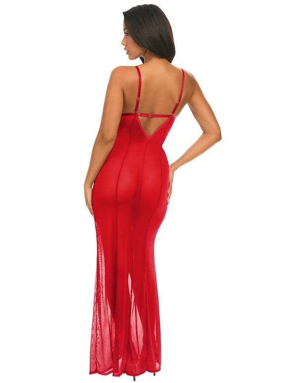 AMORA EYELASH LACE GOWN ALT1 view Color: RD