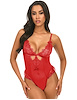 Additional RED view of product AMORA EYELASH LACE TEDDY with color code RD