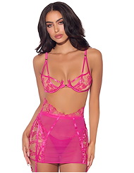 Alternate front view of NOVA 3PC BLACKLIGHT BRA AND SKIRT SET