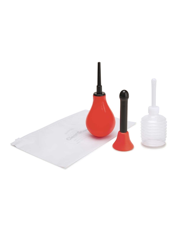 CLEANSCENE 5PC ANAL DOUCHE SET W/ CLASSIC & FLARED BASE TIP ALT4 view Color: RD