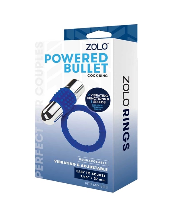 Zolo Rechargeable Vibrating Cock Ring ALT1 view Color: BL