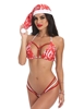 Additional RED/WHITE view of product HO HO HO STRAPPY THONG & BRA with color code RWH