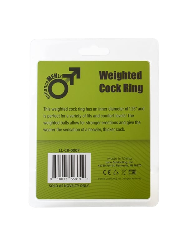 Enhancements - Weighted Cock Ring ALT3 view Color: BK