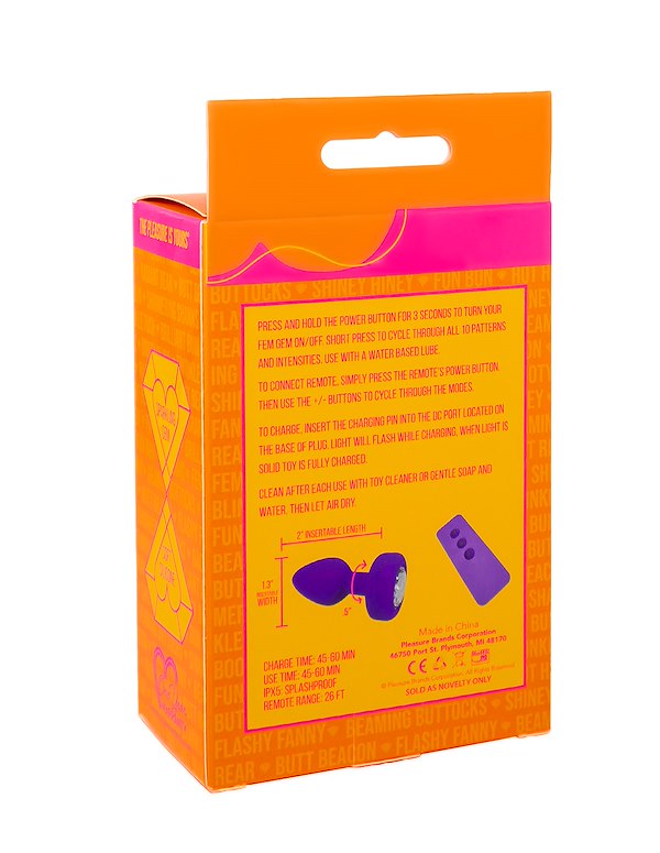 FEM GEM - VIBRATING PLUG WITH GEM BASE ALT3 view Color: PR