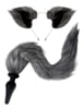 Additional GREY view of product WHIPSMART FURRY TALES SILICONE PLUG W/ 16 FOXTAIL AND EARS with color code GY