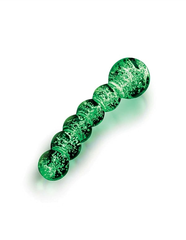 Whipsmart Glow In The Dark 5.5 Beaded Glass Butt Plug ALT1 view Color: CL