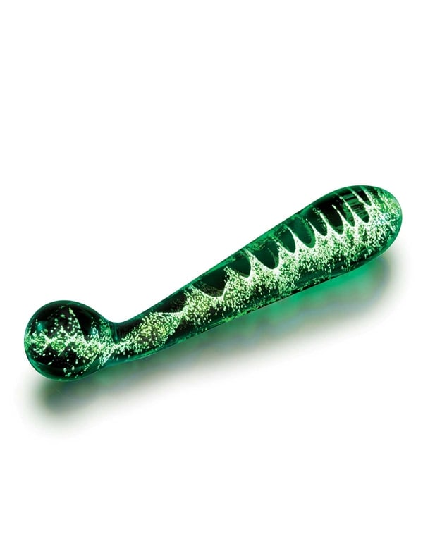 Whipsmart Glow In The Dark 6.5 Glass Dildo With Curved Tip ALT1 view Color: CL