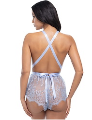 Alternate back view of BREA EYELASH LACE ROMPER