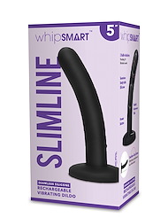 Alternate back view of WHIPSMART 5 RECHARGEABLE SLIMLINE DILDO IN BLACK