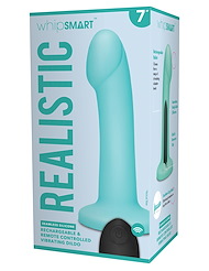 Alternate back view of WHIPSMART 7.5 REMOTE CONTROL RECHARGEABLE DILDO IN BLUE