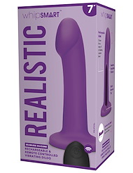 Alternate back view of WHIPSMART 7.5 REMOTE CONTROL RECHARGEABLE DILDO IN PURPLE