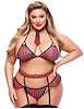 Additional RED PLAID view of product TEACHERS PET 4PC SEXY PLUS SIZE SCHOOLGIRL SET with color code RPD