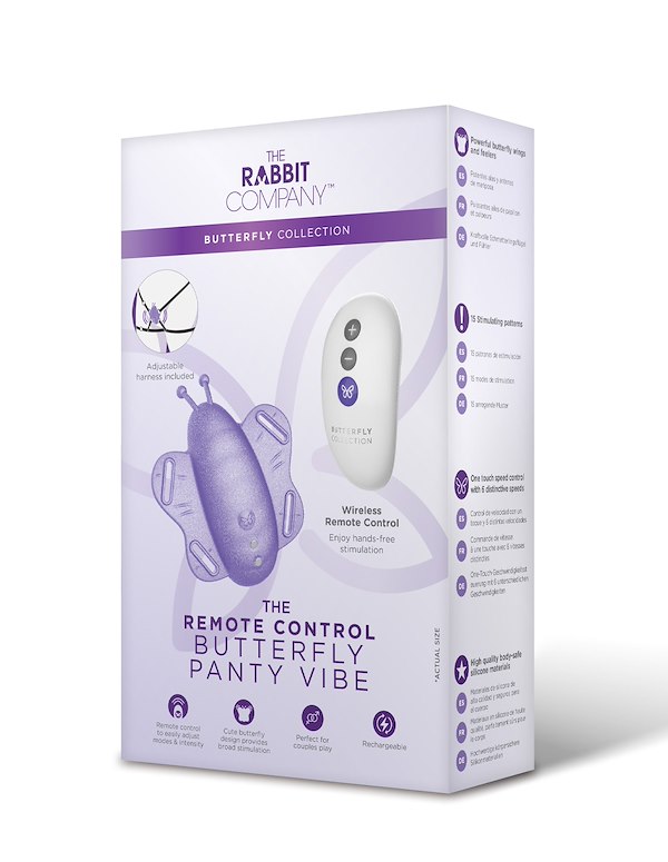 THE RABBIT COMPANY THE REMOTE CONTROL BUTTERFLY PANTY VIBE ALT2 view Color: PR