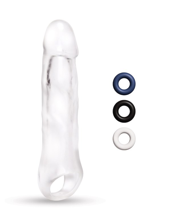 Size Up 1 Inch See-Thru Penis Extender W/ Ball Loop ALT2 view Color: CL