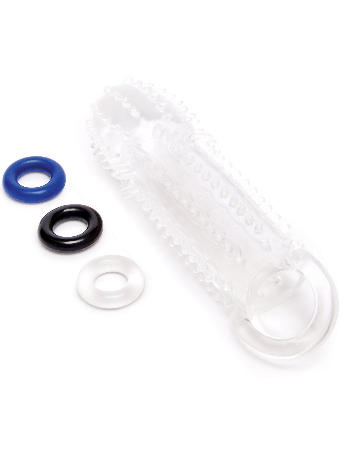 alternate image for Size Up 1.5 Inch See-Thru Textured Penis Extender W/ Ball Loop