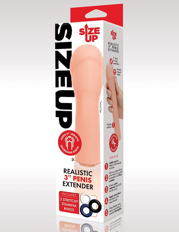 Size Up 3 Inch Realistic Penis Extender ALT3 view Color: VA