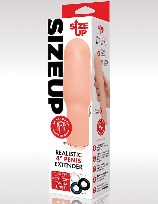 Size Up 4 Inch Realistic Penis Extender ALT3 view Color: VA