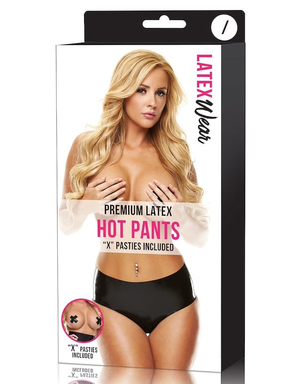 Premium Latex Hot Pants ALT2 view Color: BK