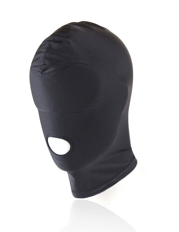 KINK & CONSENT - TOTAL DARKNESS OPEN MOUTH HOOD ALT2 view Color: BK