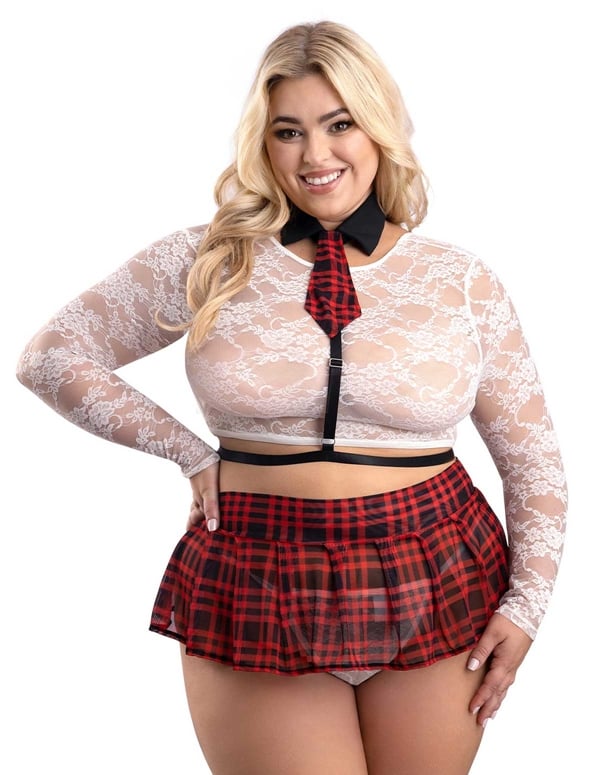 High Standard Plus Size School Girl Bedroom Costume default view Color: BWR